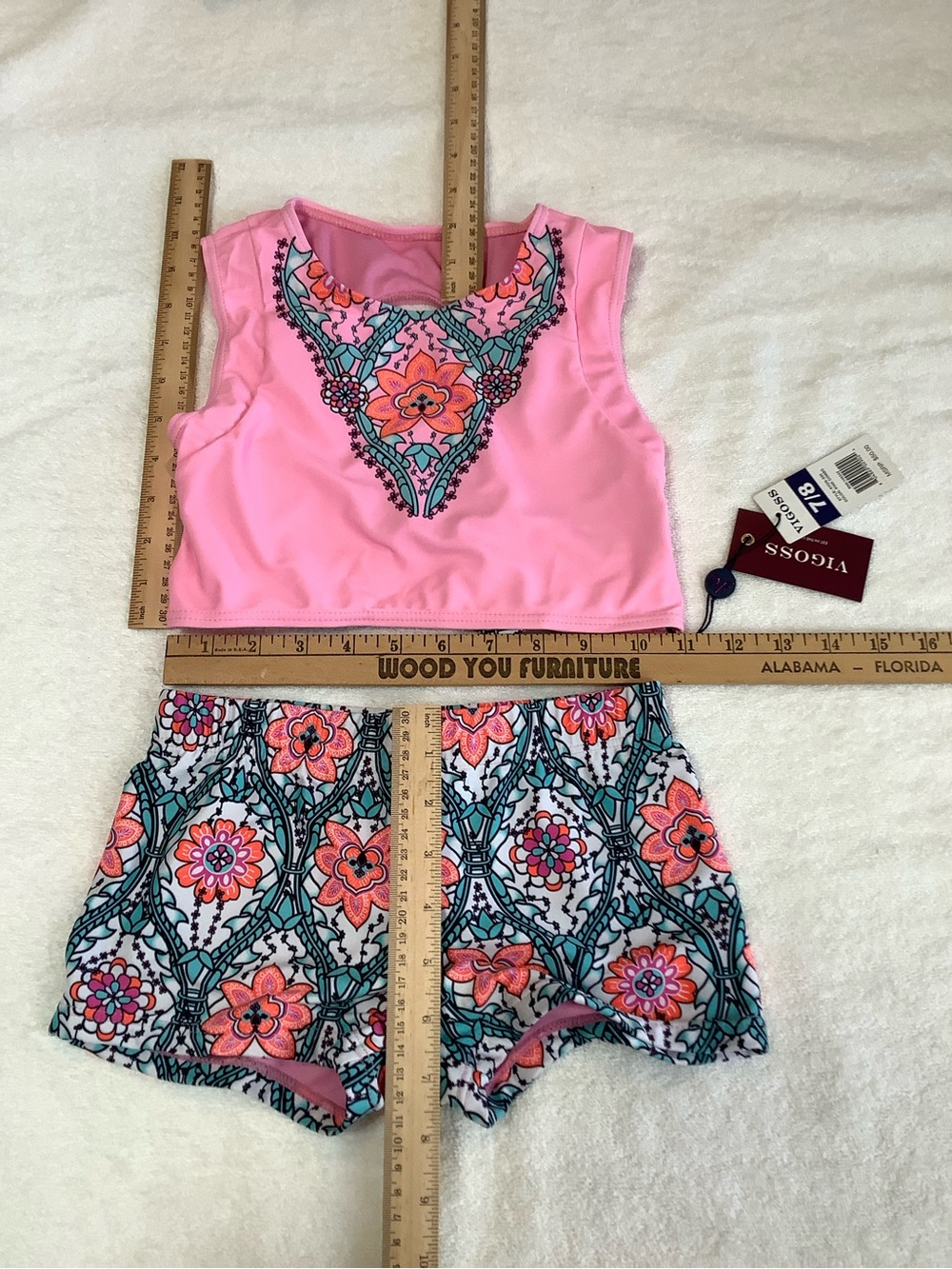 NWT Vigoss 7/8 2pc swim, cap sleeve top, boy short - Picture 2 of 15